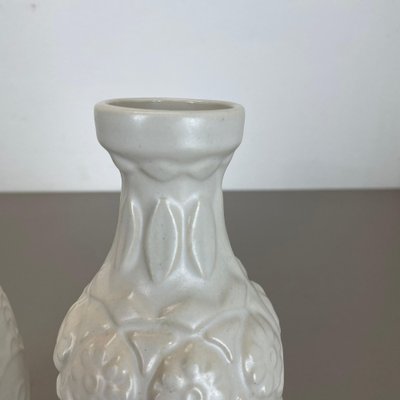 German White Floral Fat Lava Op Art Pottery Vase from BAY Ceramics, Set of 2-QZ-1257935