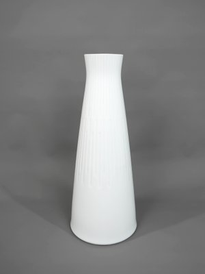 German White OP Art Floor Vase from Scherzer Bavaria, 1960s-JV-1256466