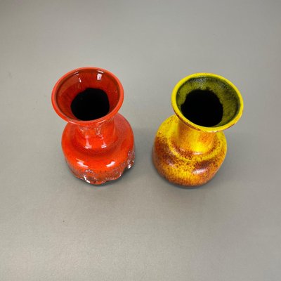 German Yellow-Red Fat Lava Pottery Vases from Jasba, 1970s, Set of 2-QZ-1161695