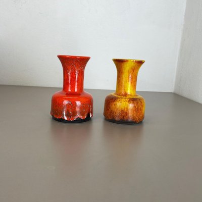 German Yellow-Red Fat Lava Pottery Vases from Jasba, 1970s, Set of 2-QZ-1161695