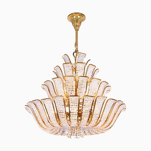 Germany Hollywood Regency Crystal & Gilt Brass Chandelier from Palwa, 1960s-DEK-990230