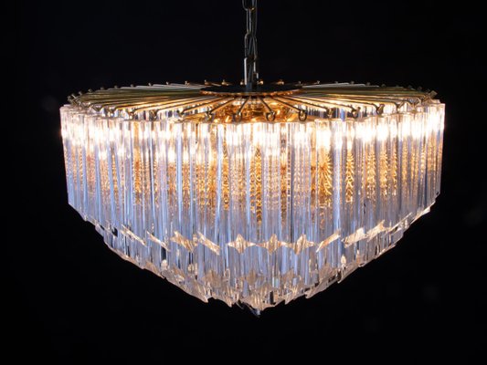 Germany Palwa Chandelier in Crystal Prism & Gilt Brass, 1960s-DEK-932415