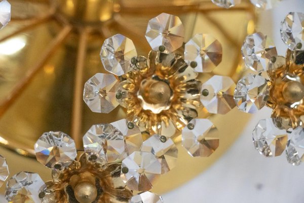 Germany Palwa Flower Wall Sconces in Faceted Crystals & Brass, 1960, Set of 2-DEK-1177866