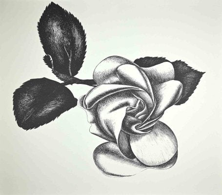 Giacomo Porzano, Black Rose, Original Etching, 1970s-ZCI-1379326