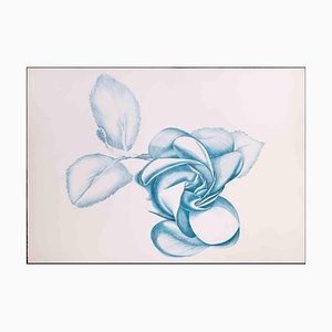 Giacomo Porzano, Blue Rose, Original Etching, 1970s-ZCI-1345548