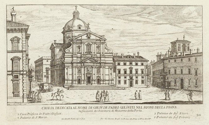 Giambattista Falda, Church of Jesus Rome, 1665, Original Etching-ZCI-810767