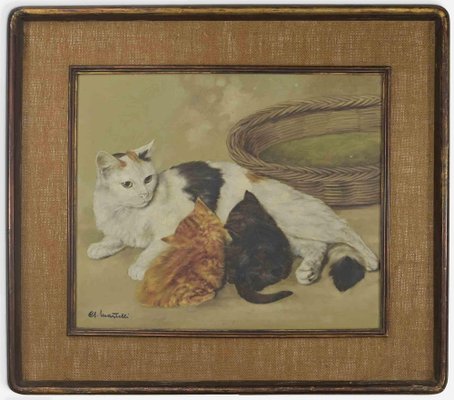 Giancarlo Martelli, Cats, Oil Painting, 1960-ZCI-1781521