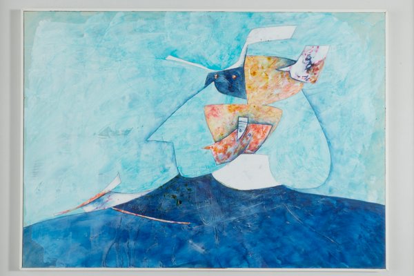 Gianni Dova, Figure with White Headdress, 1960, Mixed Media on Paper-DZU-1991869