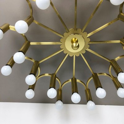 Gigantic Brass 24 Bulb Flush Mount Ceiling Light from Stilnovo, Italy, 1960s-QZ-1079806