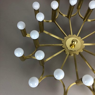 Gigantic Brass 24 Bulb Flush Mount Ceiling Light from Stilnovo, Italy, 1960s-QZ-1079806