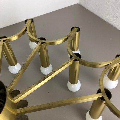 Gigantic Brass 24 Bulb Flush Mount Ceiling Light from Stilnovo, Italy, 1960s-QZ-1079806