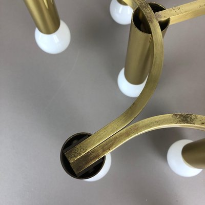 Gigantic Brass 24 Bulb Flush Mount Ceiling Light from Stilnovo, Italy, 1960s-QZ-1079806