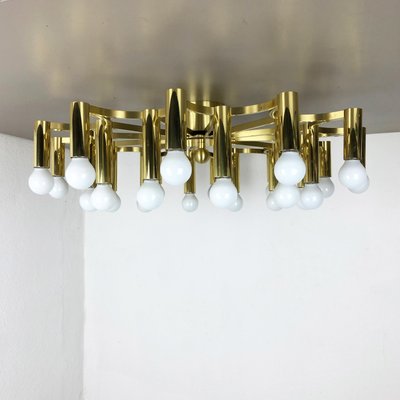 Gigantic Brass 24 Bulb Flush Mount Ceiling Light from Stilnovo, Italy, 1960s-QZ-1079806