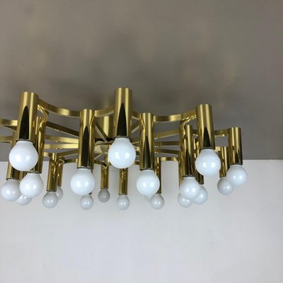 Gigantic Brass 24 Bulb Flush Mount Ceiling Light from Stilnovo, Italy, 1960s-QZ-1079806