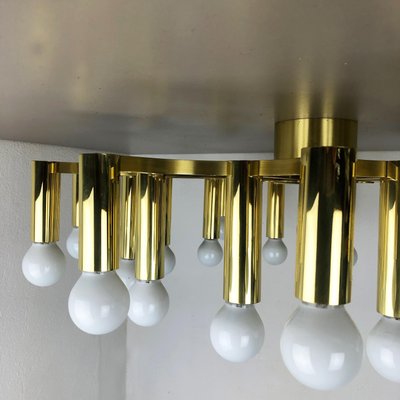 Gigantic Brass 24 Bulb Flush Mount Ceiling Light from Stilnovo, Italy, 1960s-QZ-1079806