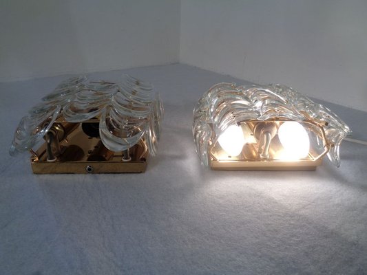 Gilded Brass and Crystal Glass Sconces by Ernst Palme for Palwa, 1960s, Set of 2-RDW-692802