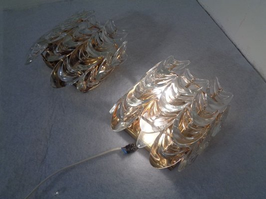 Gilded Brass and Crystal Glass Sconces by Ernst Palme for Palwa, 1960s, Set of 2-RDW-692802