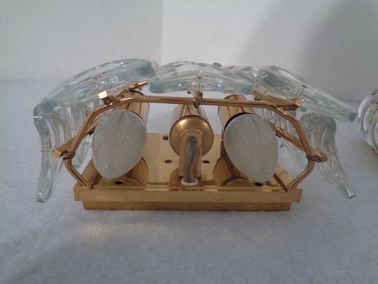 Gilded Brass and Crystal Glass Sconces by Ernst Palme for Palwa, 1960s, Set of 2-RDW-692802