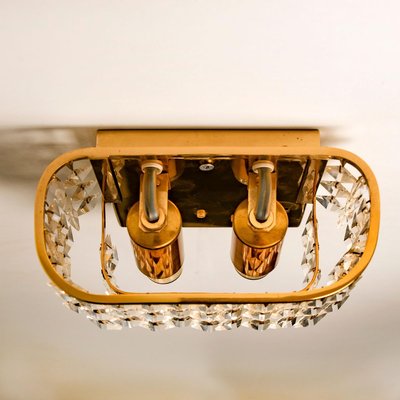 Gilded Brass and Crystal Glass Wall Sconces from Palwa, Germany, 1960s, Set of 2-VDW-913245