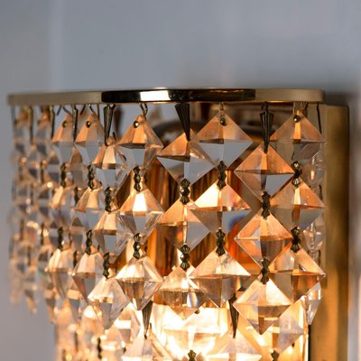 Gilded Brass and Crystal Glass Wall Sconces from Palwa, Germany, 1960s, Set of 2-VDW-913245