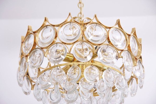 Gilded Brass and Glass Chandelier from Palwa, 1960s-VLZ-632088