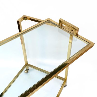 Gilded Brass and Glass Trolley with Service Tray, Italy, 1980s-JDR-1126188