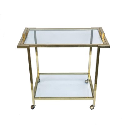 Gilded Brass and Glass Trolley with Service Tray, Italy, 1980s-JDR-1126188