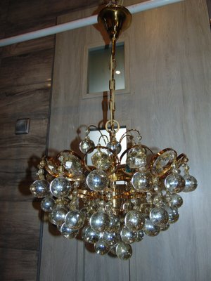 Gilded Brass Chandelier by Christoph Palme for Palwa, 1960s-CAQ-1279098