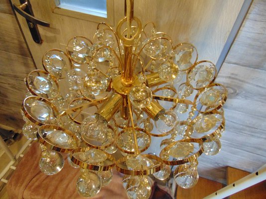 Gilded Brass Chandelier by Christoph Palme for Palwa, 1960s-CAQ-1279098