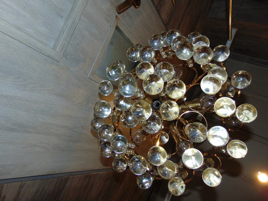 Gilded Brass Chandelier by Christoph Palme for Palwa, 1960s-CAQ-1279098