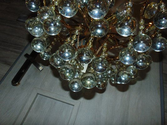 Gilded Brass Chandelier by Christoph Palme for Palwa, 1960s-CAQ-1279098