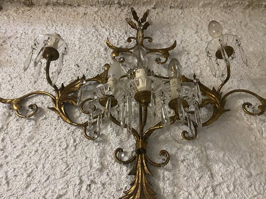 Gilded Bronze & Crystal Sconces, Set of 2-VHF-967914