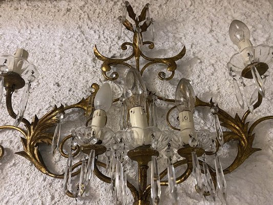 Gilded Bronze & Crystal Sconces, Set of 2-VHF-967914