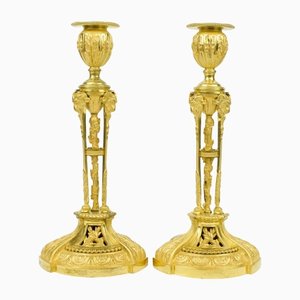 Gilded Bronze Louis XVI Candleholders, Set of 2-KMT-1168599