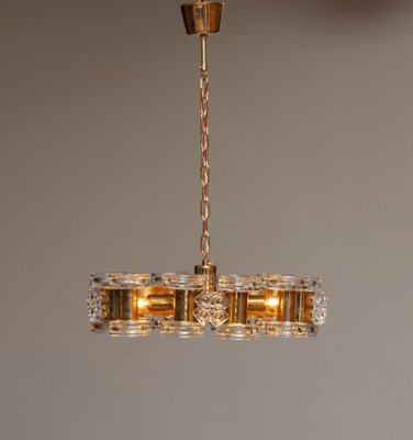 Gilded Chandelier with Ten Candlesticks and Five Screw Bulbs from Orrefors, 1970s-JE-869393