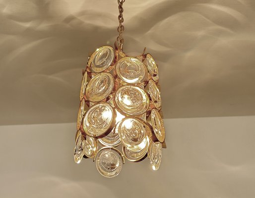 Gilded Crystal Glass Pendant Light from Palwa, 1960s-GUT-2034619