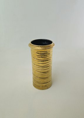 Gilded Glazed Ceramic Vase and Pocket Emptier, Italy, 1960s, Set of 2-ZST-1822099