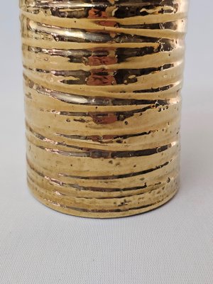 Gilded Glazed Ceramic Vase and Pocket Emptier, Italy, 1960s, Set of 2-ZST-1822099