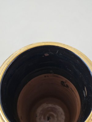 Gilded Glazed Ceramic Vase and Pocket Emptier, Italy, 1960s, Set of 2-ZST-1822099