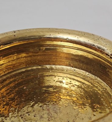 Gilded Glazed Ceramic Vase and Pocket Emptier, Italy, 1960s, Set of 2-ZST-1822099