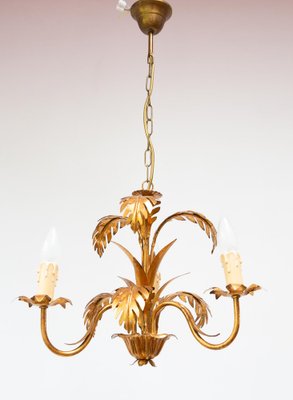 Gilded Italian Chandelier with Palm Leaves, 1980s-JWI-1772434