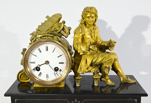 Gilded Marble Clock by Denis Papin, Early 20th Century-RVK-1764643