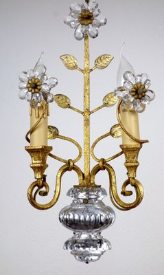 Gilded Metal & Crystal Wall Lamps from Maison Bagues, 1960s, Set of 2-NGU-1786880