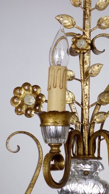 Gilded Metal & Crystal Wall Lamps from Maison Bagues, 1960s, Set of 2-NGU-1786875