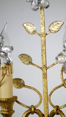 Gilded Metal & Crystal Wall Lamps from Maison Bagues, 1960s, Set of 2-NGU-1786880