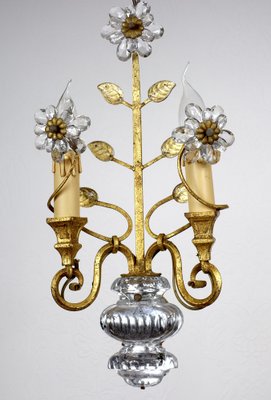 Gilded Metal & Crystal Wall Lamps from Maison Bagues, 1960s, Set of 2-NGU-1786880