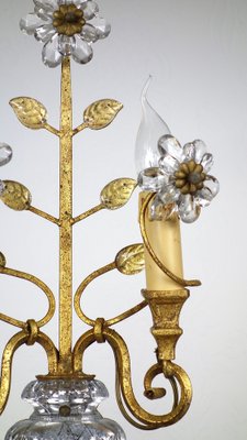 Gilded Metal & Crystal Wall Lamps from Maison Bagues, 1960s, Set of 2-NGU-1786880