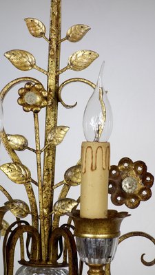 Gilded Metal & Crystal Wall Lamps from Maison Bagues, 1960s, Set of 2-NGU-1786875