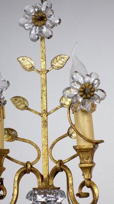 Gilded Metal & Crystal Wall Lamps from Maison Bagues, 1960s, Set of 2-NGU-1786880