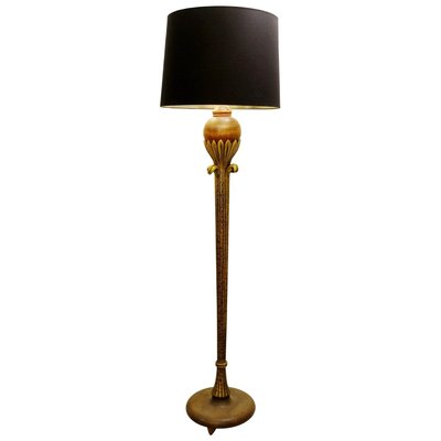 Gilded Wood Floor Lamp by Alfred Chambon, 1930s-FGA-923168